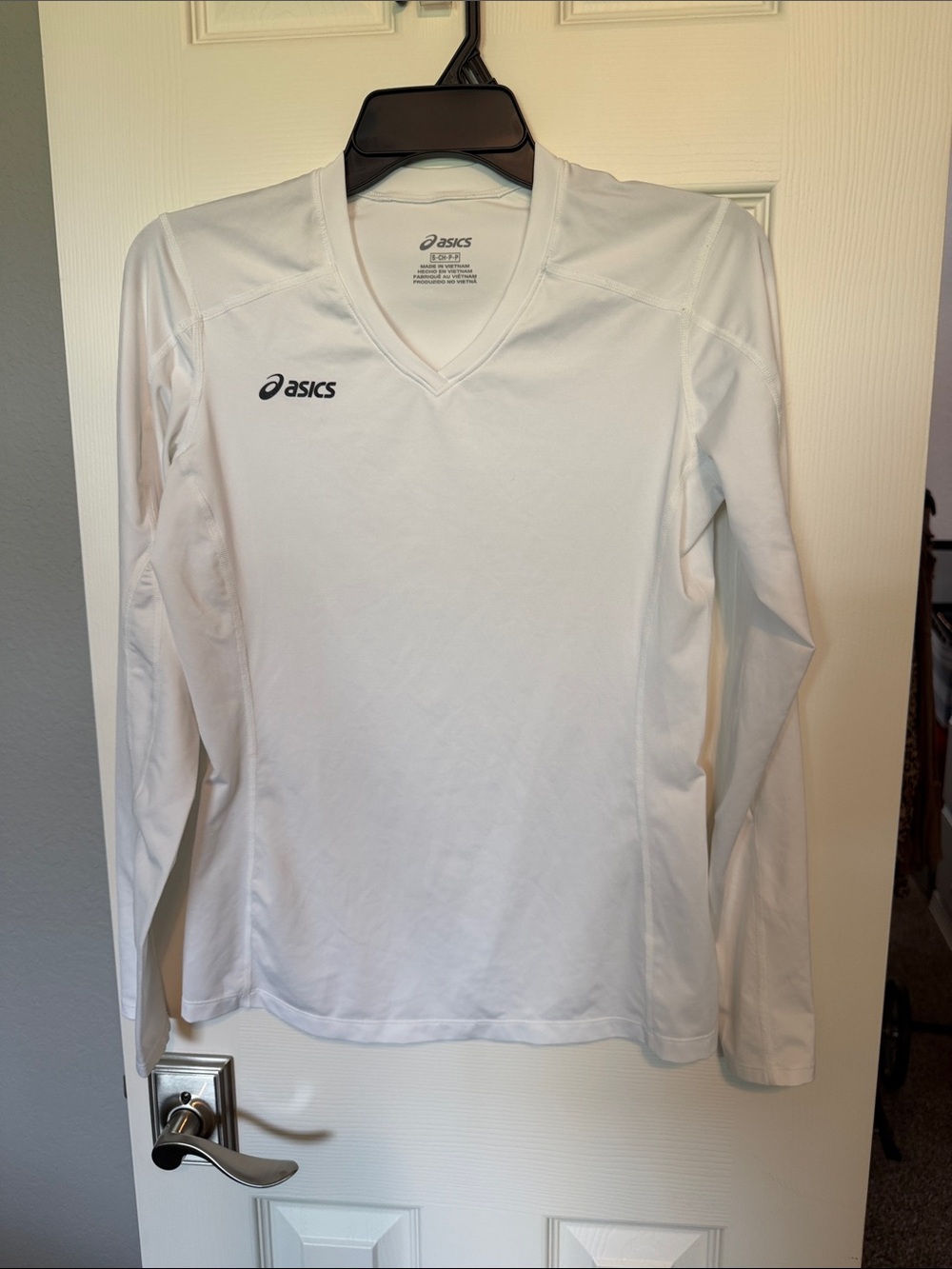 ASICS White Long Sleeve V-Neck Performance Top